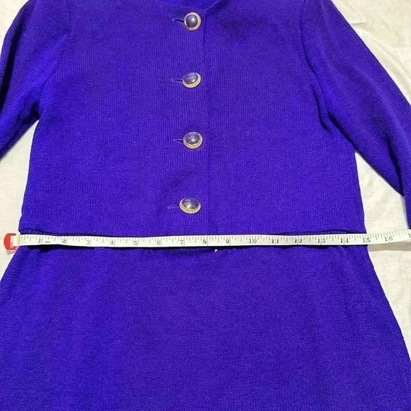 Vintage St John by Marie  Gray Purple button front long sleeve dress size 6 - Picture 7 of 9